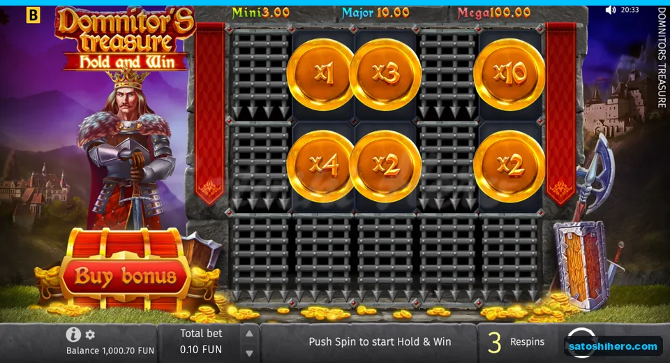 Feature screen with six locked coins and caged cells