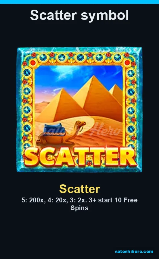 Three Scatter pays shown with ten Free Spins trigger note