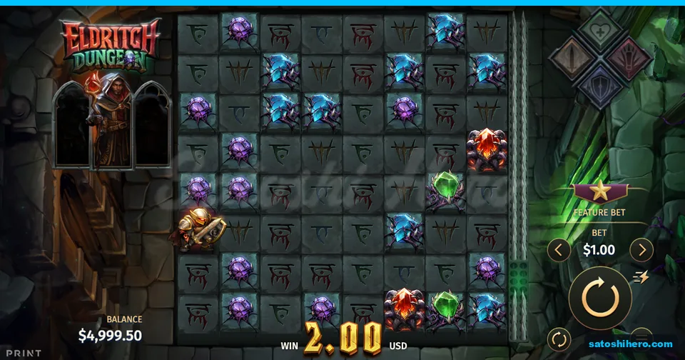 Eight-by-eight grid showing a $2.00 win banner