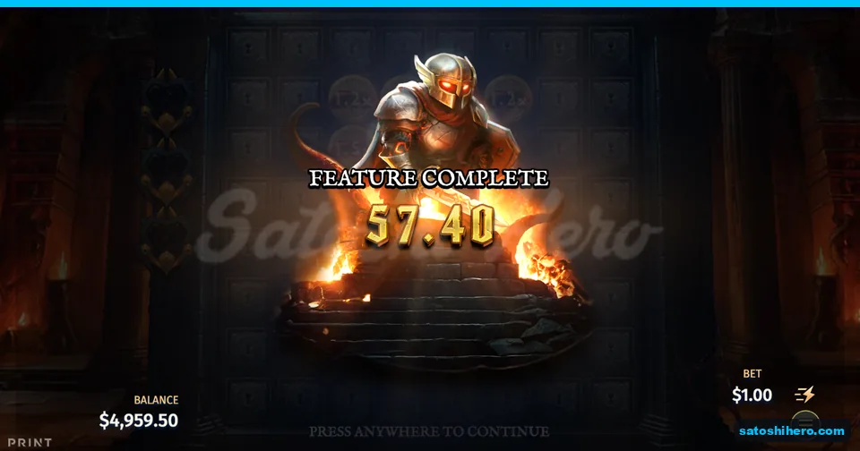 Feature complete screen showing a $57.40 total