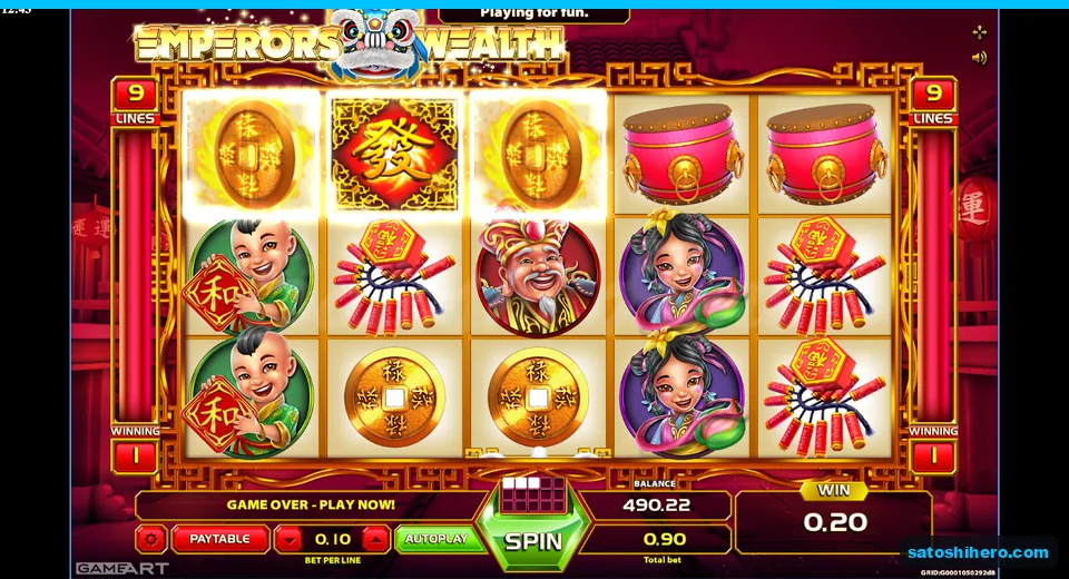 0.20 win shown across the top payline