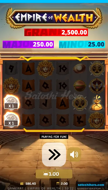 $2.00 win shown with two x1 cash coins