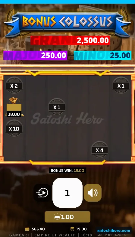 One spin left with cash coins and $18.00 win