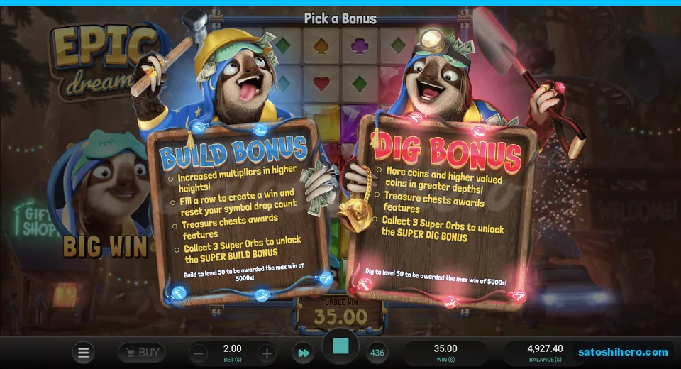 Build and Dig choice screen