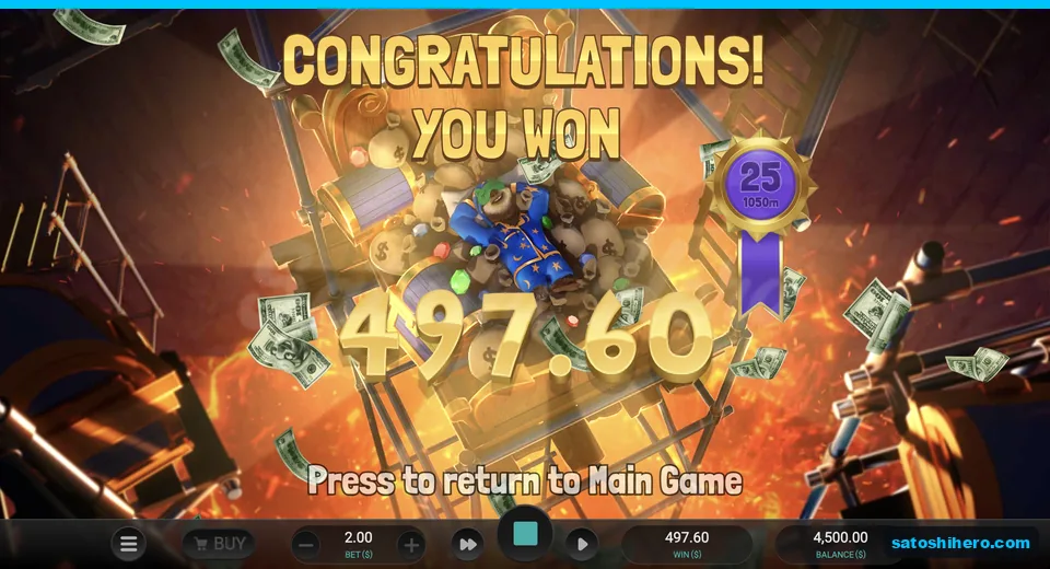 Level 25 collect screen shows $497.60