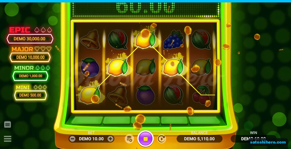 $60.00 win shown across four diagonal lemons