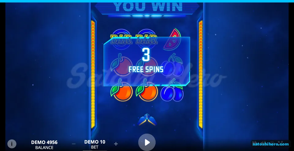 3 free spins popup over filled bars