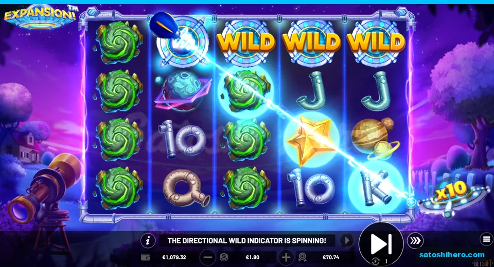 10x saucer shown above ray-lit wild symbols