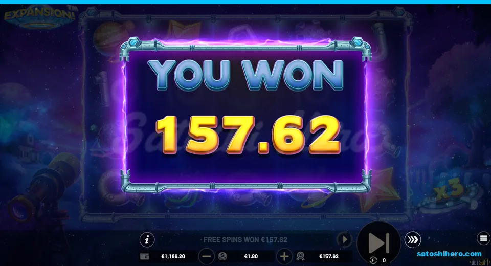 $157.62 displayed on the completed eight-spin panel