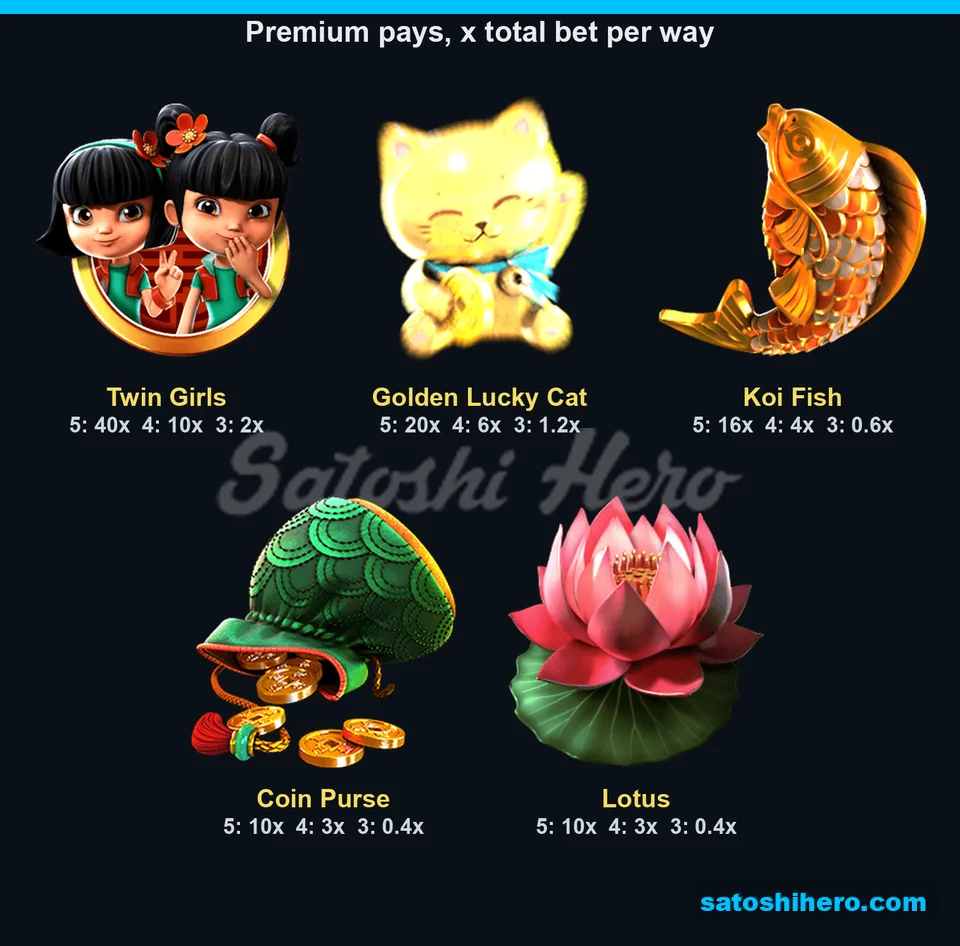 Five premium symbols with three pay columns