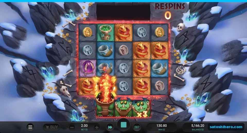 Burning dragon shows a $130.80 win