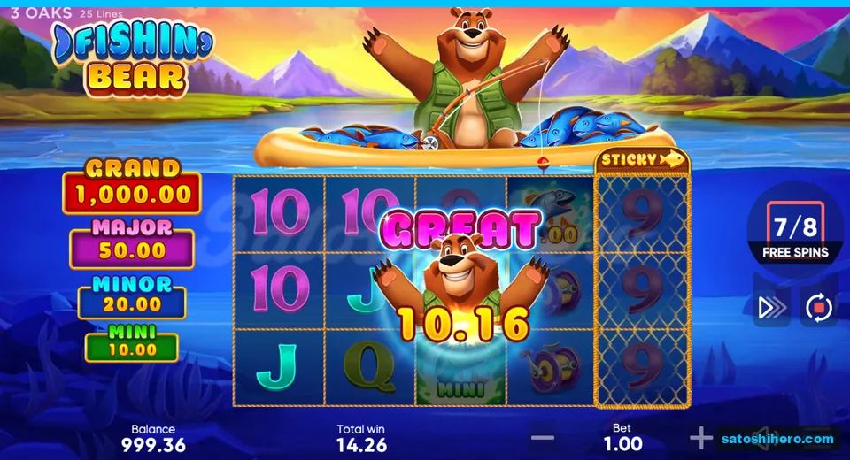 Board on free spin seven with sticky reel and 14.26 total