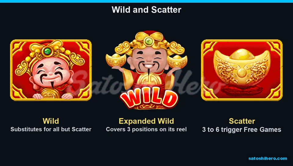 Wild, expanded Wild and Scatter displayed