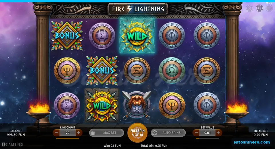 Free Spins screen with two sticky Wilds