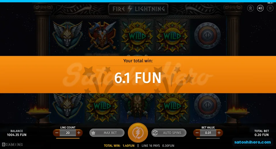 Collect screen showing 6.1 total win