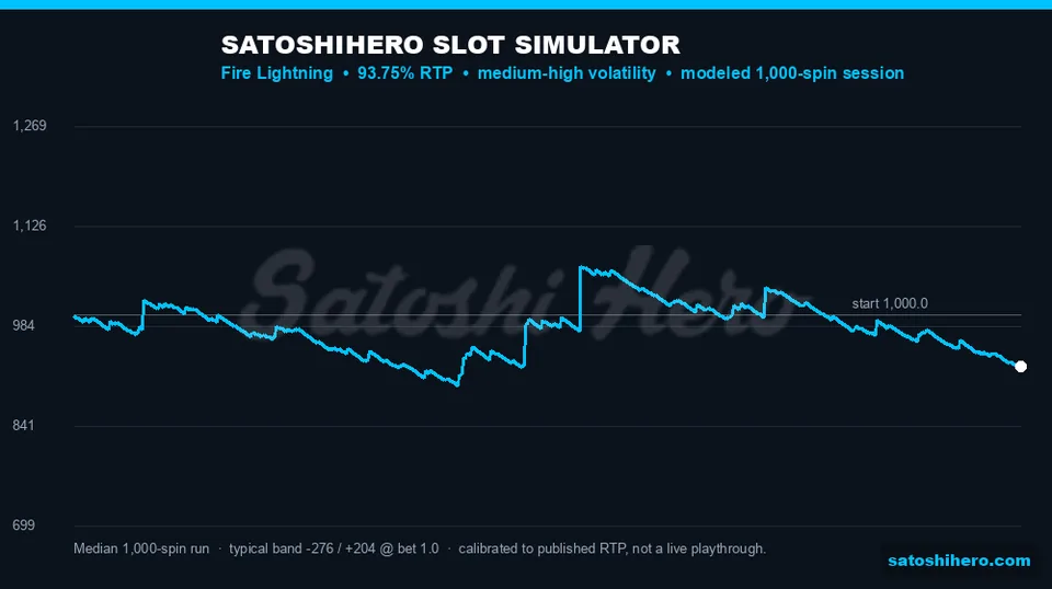 Simulator chart drifting lower over 1000 spins