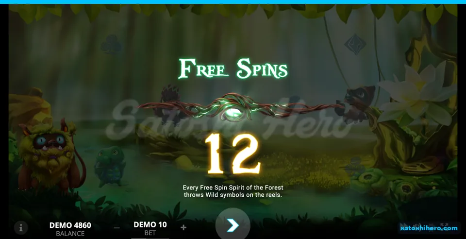 12 Free Spins start card with Spirit Wild instructions visible