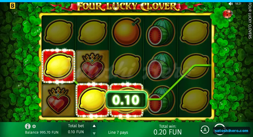 Win panel showing three lemons and total win