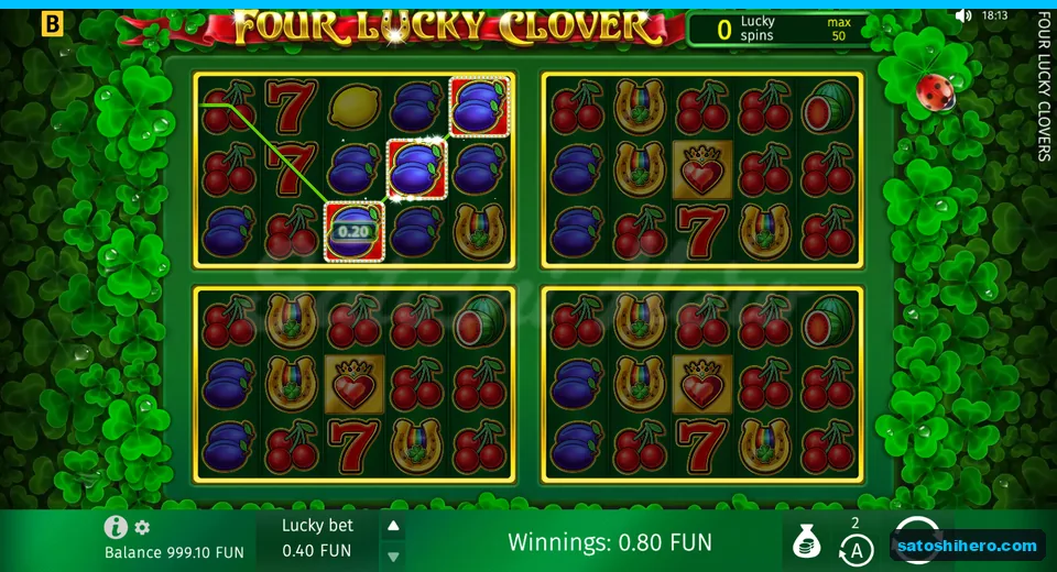 Feature screen showing four boards and winnings bar