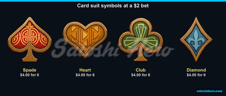 Ornate card suits show low pays