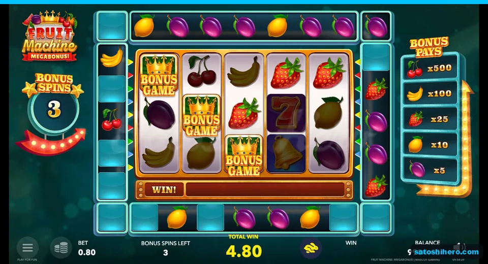 Three crowns with three bonus spins and 4.80 total