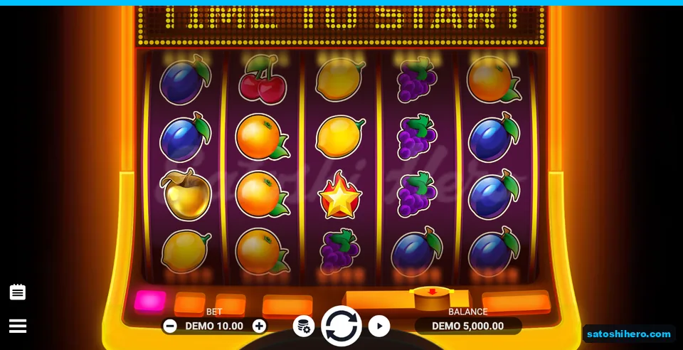 5,000.00 balance and 10.00 bet on fruit board