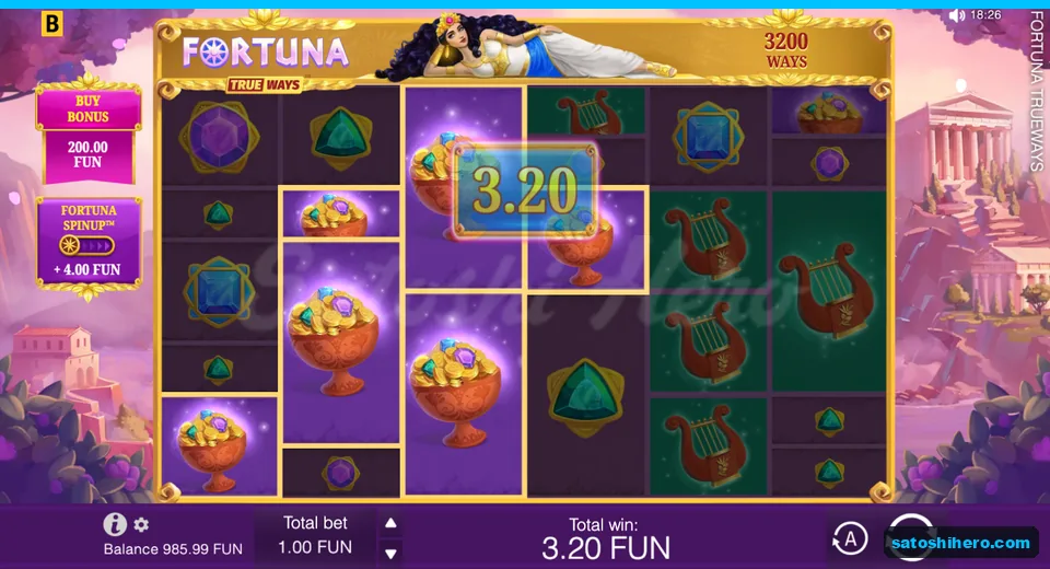 Screen showing goblet win and 3.20 total
