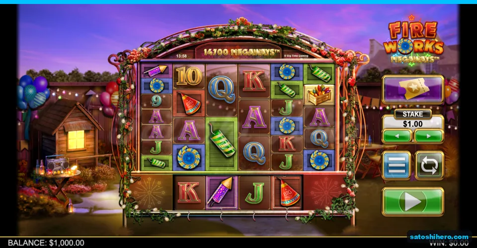 Five-reel grid settled on garden backdrop
