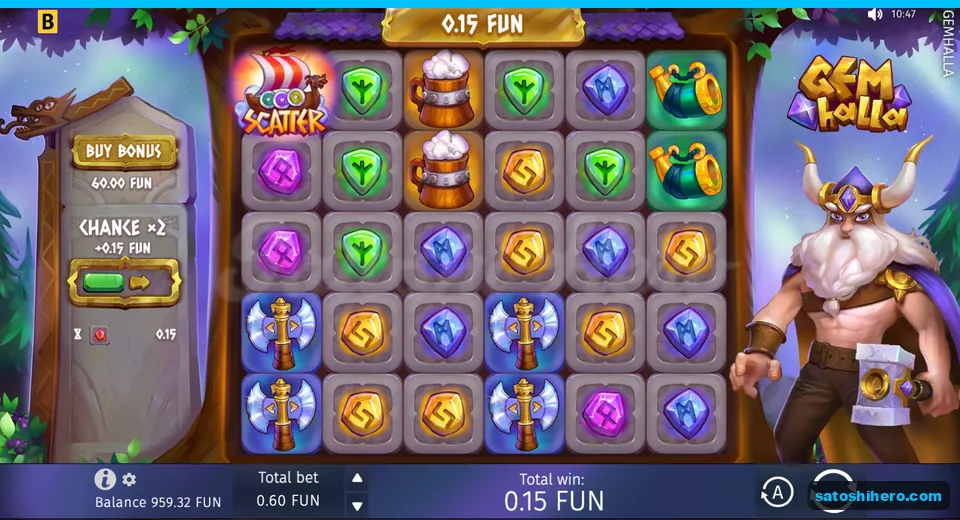 Win screen showing 0.15 FUN total