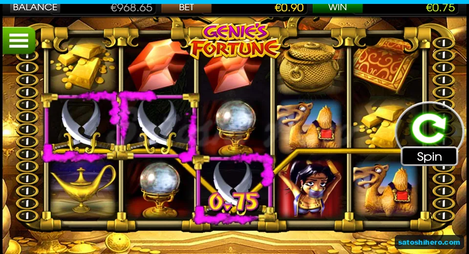 $0.75 crossed-swords line win displayed