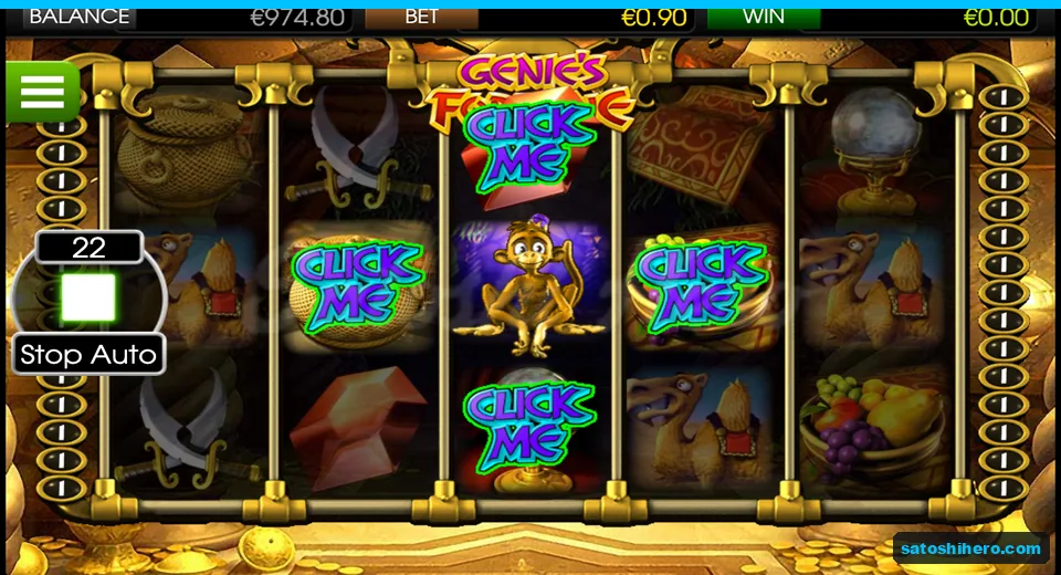 Monkey centered with four Click Me icons