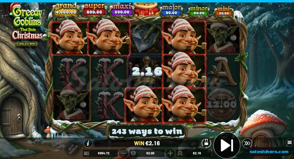 $2.16 win shown with elf symbols lit