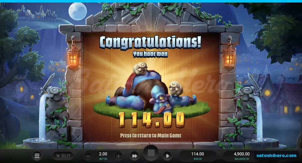 Sleeping giant collect screen shows $114