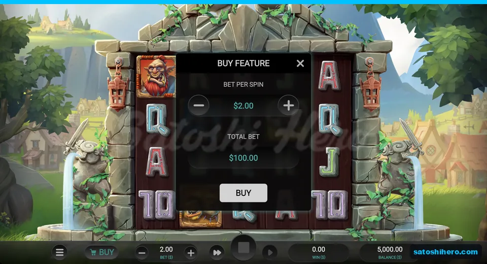 Buy Feature panel shows $100 total
