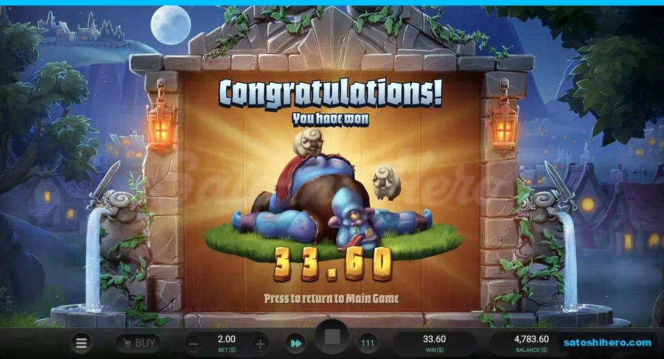 Sleeping giant collect screen shows $33.60