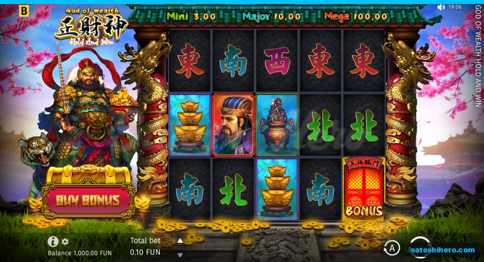 Base screen showing gold pillars and symbols