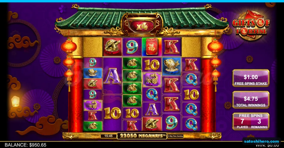 Purple bonus board with x4 pot