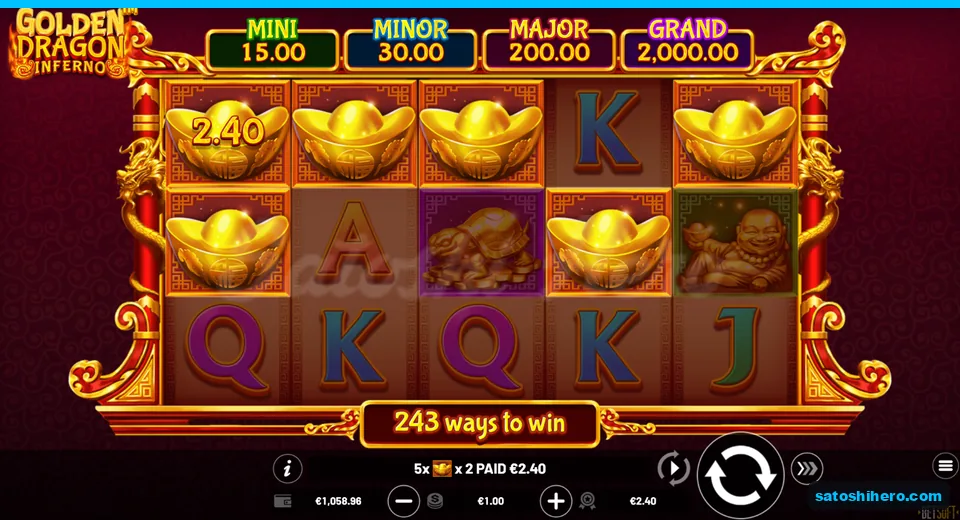 Five ingots show a $2.40 ways win