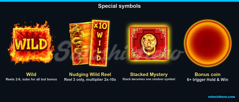 Wild reel, mystery tile and bonus coin shown