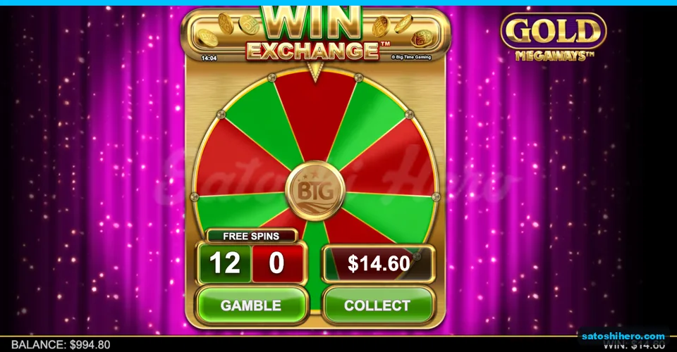 Red and green exchange wheel with collect button