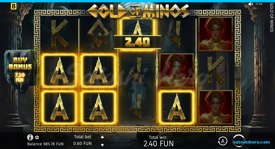 Win screen with highlighted A symbols