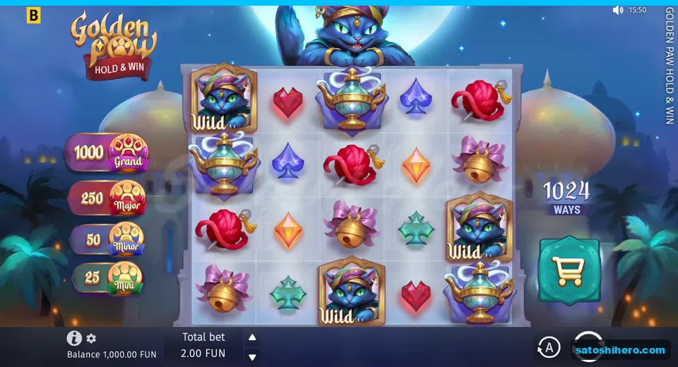 Base screen with genie cat and prize values