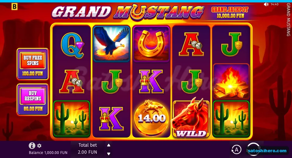 Screen showing resting reels, opening balance, and bonus buttons