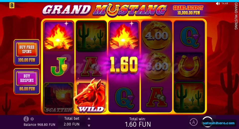 Screen showing Wild and campfire win of 1.60