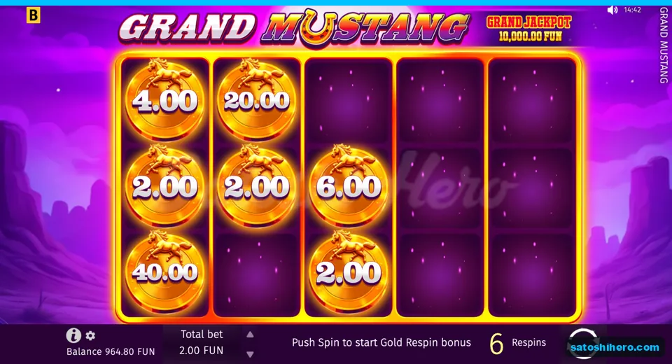 Respin screen showing seven gold coins and six respins