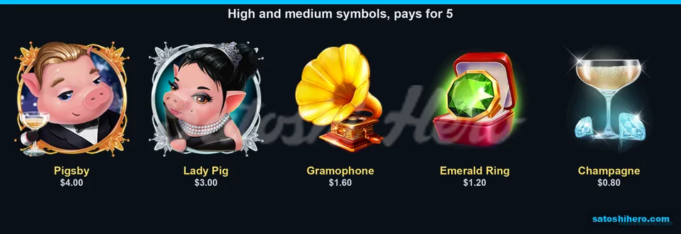 Pig symbols and premium paytable values shown