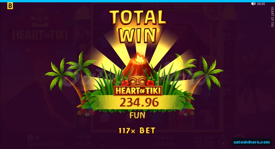 Total Win screen showing 234.96 FUN and 117 times bet