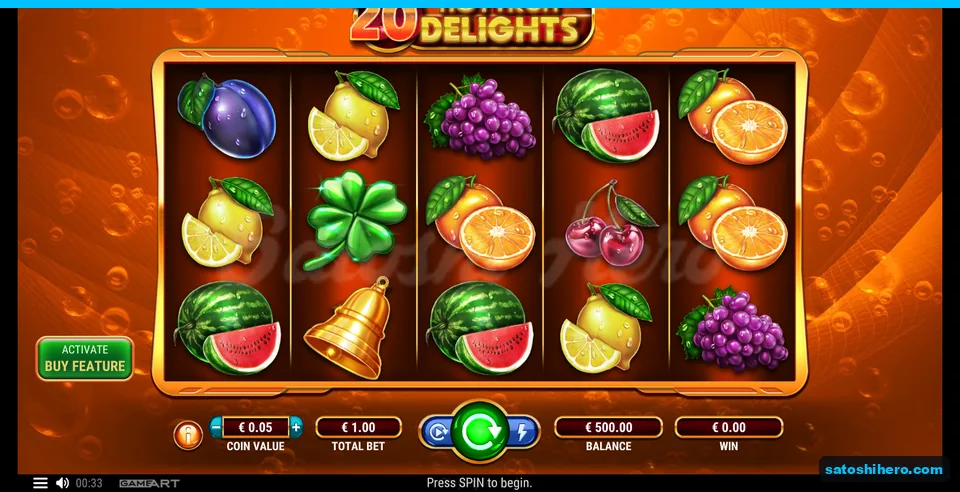 Settled reels with fruit symbols and $500 balance