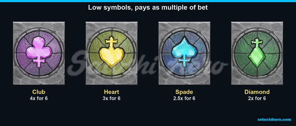 Low suit symbols with stained glass pays