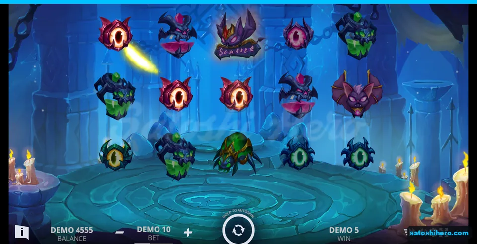 Five-unit win shown across three red eye symbols